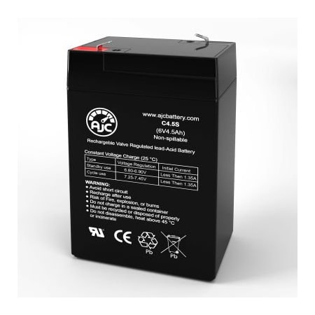 Battery Clerk AJC JohnLite JML-2933PH Emergency Light Replacement Battery 4.5Ah, 6V, F1 AJC-C4.5S-J-0-188085